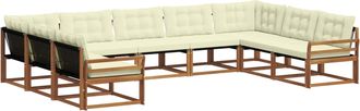 vidaXL Conjunto De Sof&aacute;s De Exterior 9 Uds. Natural Y Crema Vidaxl