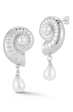 Glaze Jewelry Faux Pearl Shell Drop Earrings in Silver at Nordstrom Rack