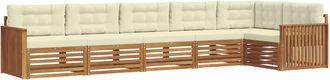vidaXL Conjunto De Sof&aacute;s De Exterior 6 Uds. Natural Y Crema Vidaxl