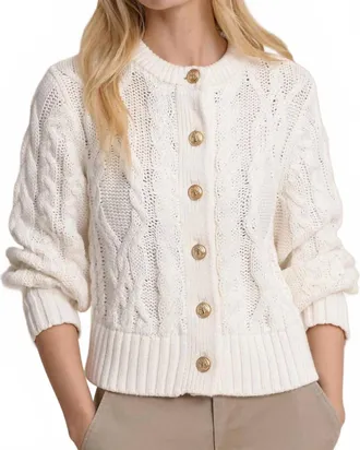 Southern Tide Clarke Cable Knit Cardigan In Sand White