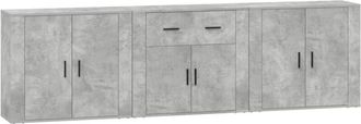 vidaXL Sideboards 3 pcs Concrete Grey Engineered Wood Vidaxl