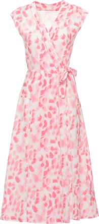 120% Lino V-Neck Linen Midi Dress With Lace Waist Detail