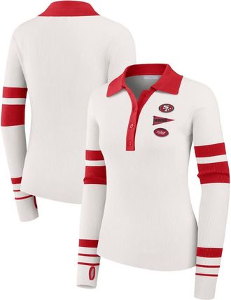WEAR by Erin Andrews Womens WEAR by Erin Andrews White San Francisco 49ers Ribbed Henley Polo Sweater at Nordstrom, Size Xx-Large