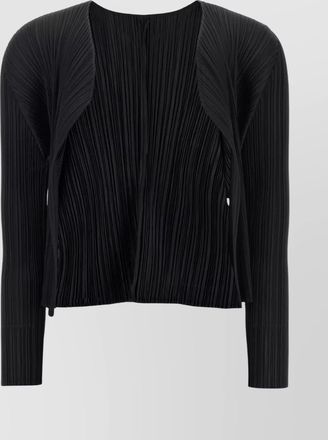 Pleats Please Issey Miyake long sleeve cardigan featuring a pleated design