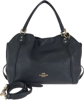 Coach Black Leather Shoulder Bag Tote Bag (Pre-Owned)