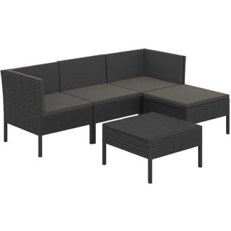 vidaXL 5 Pcs Garden Lounge Set Con Coj&iacute;n De Empuje De Terciopelo