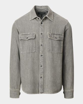 Rag & Bone Mens Jack Infuse Denim Button-Down Shirt
