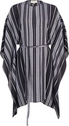Zeus + Dione Anemone Gestreepte Zijden Kaftan - Dames - Kimonos - Veelkleurig - S - Rayon - Overhemden