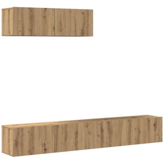vidaXL Vidaxl - Mueble Para Tv De Pared Madera Contrachapada Artesanal 3 Piezas