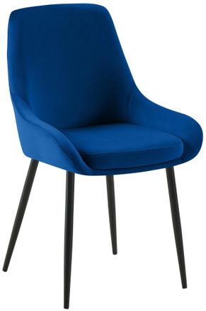 Clp Clp - Silla De Comedor Elmira De Terciopelo Azul Oscuro Metal Negro Mate