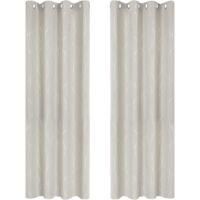 OEM Juego De 2 Cortinas T&eacute;rmicas Opacas Aislantes, 140x245cm, Con Ojales, Estampadas Con L&iacute;neas Y Puntos Plateados, Color Beige Claro - Crezuo