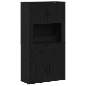 Berkfield Home Highboard Black Oak 80x33x150 cm Engineered Wood | Size: 80 x 33 x 150 cm
