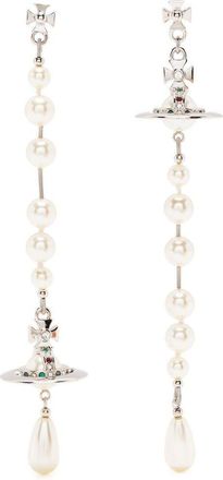 Vivienne Westwood Long Drop Earrings with Silver Orb Charm