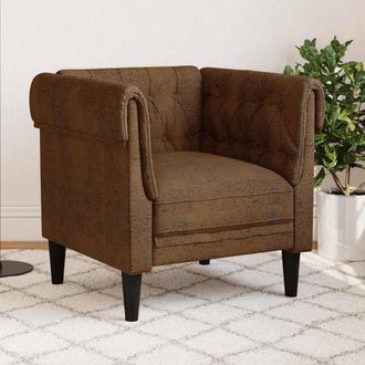 vidaXL Sill&oacute;n Chesterfield De Tela Marr&oacute;n Vidaxl