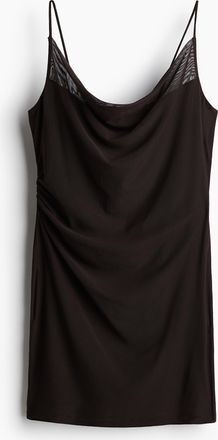 H&M Drapiertes Meshkleid - Dunkelbraun