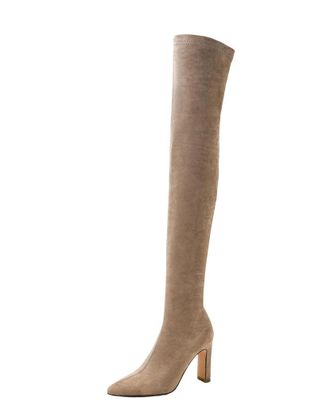 Generic Womens Pointed Toe High Heels Stretch Long Boots Elegant Dating Over-The-Knee Boots