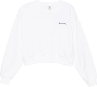 Sporty & Rich Elza Logo-embroidered Cropped Sweatshirt