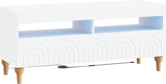 vidaXL Mueble De Tv Led Blanco Madera De Ingenier&iacute;a Vidaxl