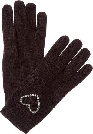 Portolano Crystal Stones Heart Cashmere & Wool-Blend Gloves