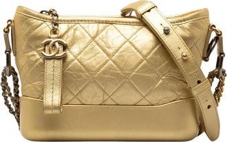 Chanel Pre-owned Gabrielle Small Quilted Crossbody Bag - Dames - Vintage Schoudertas - Geel - ONE Size - Leer - Vintage