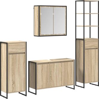 vidaXL Juego De Muebles De Ba&ntilde;o 4 Uds. Roble Sonoma Vidaxl