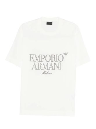 Emporio Armani logo-embroidered T-shirt - men - Cotton - 3XL - White