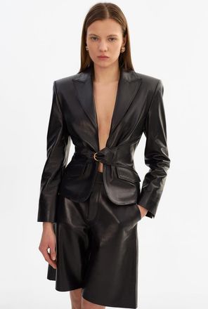 LaMarque Wiley | Leather Belted Blazer in Black at Nordstrom, Size X-Small