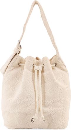 Tory Burch T Monogram Terry Bucket Bag - Dames - Schoudertassen - Beige - ONE Size - Katoen - Tassen