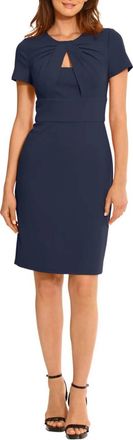 Maggy London Short Sleeve Keyhole Neckline Dress In Navy