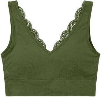 BraBar/Boutique Soft Reversible V Lace Bralette in Chive at Nordstrom, Size Medium