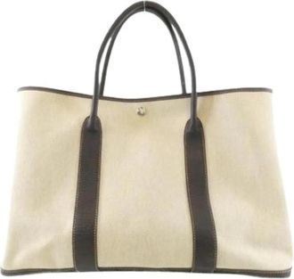 Herm&egrave;s Pre-owned Vintage Toile H Tote - Dames - Vintage Shopper - Beige - ONE Size - Leer - Vintage