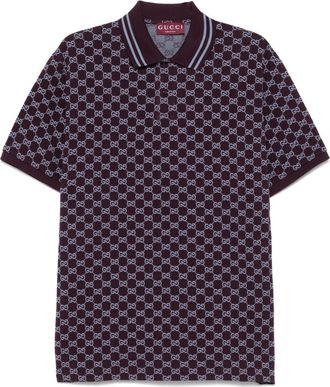 Gucci GG-jacquard piqu&eacute; polo shirt - men - Cotton - M - Purple