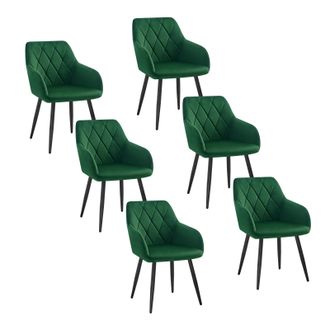 Woltu Sillas De Comedor Silla Reposabrazos Silla Tapizada Con Respaldos Sillas Nordicas Silla Para Comedor Sal&oacute;n Dormitorio Cocina Pasillo Verde Oscuro Terc