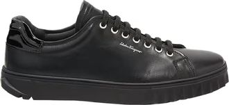 Ferragamo Mens Low Top Leather Sneakers In Black