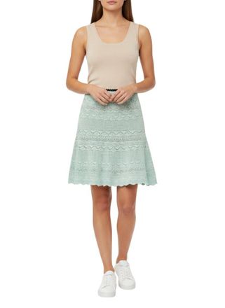 Self Portrait Green Crochet Mini Skirt