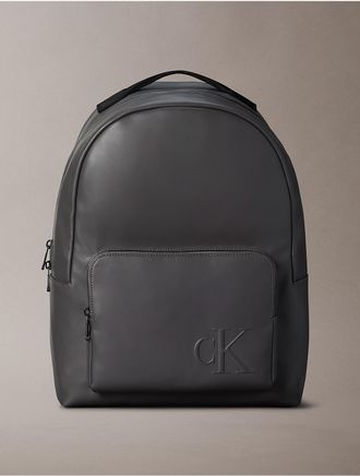 Calvin Klein Mens Embossed Monogram Backpack - Grey