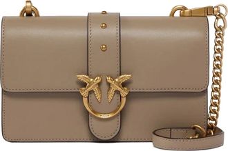 Pinko Grey Mini Love Bag One Leather Shoulder Bag