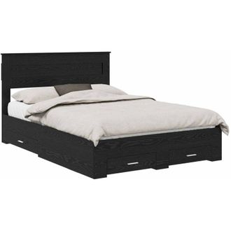 vidaXL Estructura De Cama Con Cabecera Roble Negro 140 X 190 Cm Vidaxl