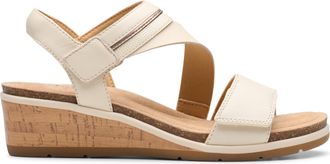 Clarks Womens Heritage Casual Wedge Sandal, Cream Leather, 6.5 UK