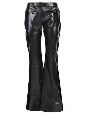 Tom Ford Womens Flared Leather And Velvet Trousers - Black - Size EU 38 (Womens)