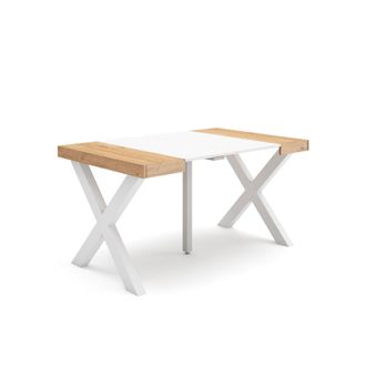 Skraut Home Mesa Consola Extensible, Mesa Comedor Plegable, 140, Para 6 Comensales, Patas Madera Maciza, Estilo Moderno, Roble Y Blanco - Skraut Home