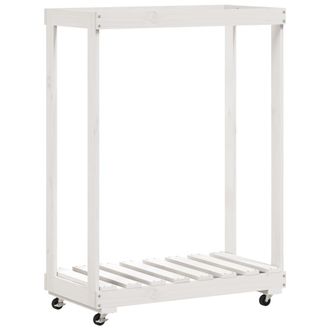vidaXL Le&ntilde;ero Con Ruedas Madera Maciza De Pino Blanco 76,5x40x108 Cm Vidaxl