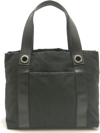 Bulgari Logomania Black Canvas Tote Bag (Pre-Owned)