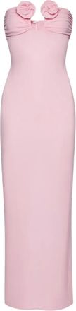 Magda Butrym rosettes ruched maxi dress - women - Polyester/Spandex/Elastane - 38 - Pink