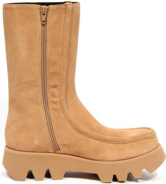Paloma Barcel&oacute; Ivet Su&egrave;de Enkellaarsjes met Zijrits - Dames - Hoge Laarzen - Beige - 39 EU - Su&egrave;de - Schoenen