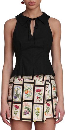 Avec Les Filles Front Tie Linen-Blend Top