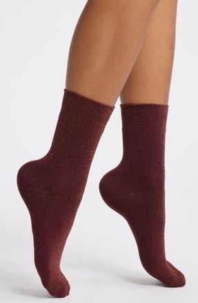 Nordstrom Allover Sparkle Metallic Quarter Socks in Burgundy Fig at Nordstrom Rack, Size 9/11