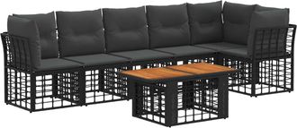 vidaXL Conjunto De Sof&aacute;s De Jard&iacute;n 7 Uds. Negro Y Gris Oscuro Vidaxl