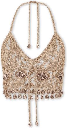 Paco Rabanne Gehaakte Bralette met Kralenborduurwerk - Dames - Tops zonder mouwen - Geel - S - Tops