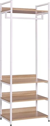 Woltu Perchero De Ropa Armario Perchero Burro Zapatero Con 3 Estante Multiusos Fuerte Metal Y Madera Perchero De Estilo Industrial A - Woltu